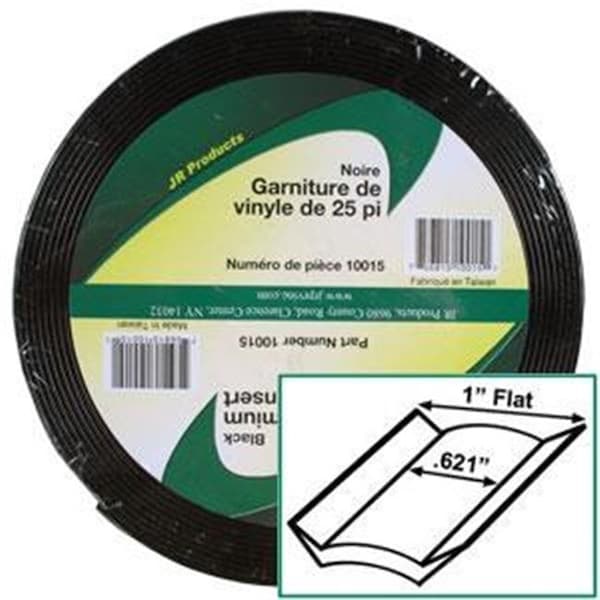 Jr Products JR PRODUCTS 10015 Exterior Hardware RV 1 in. x 25 ft. Vinyl Insert Black - J45-10015