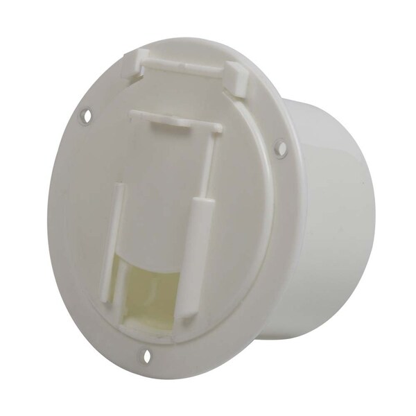 Superior Electric Round Electric Cable Hatch for 50 Amp Cord - White - RVA1574