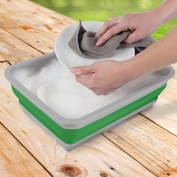 Wakeman Collapsible Ice Bucket - 10-Liter Portable Multi-Use Basin for Camping by Green - 75-CMP1036