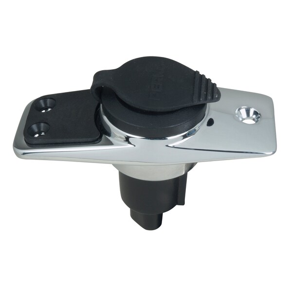 Perko Perko 10603B0DP Chrome-Plated 3-Pin Plug-In Light Base with 5 Degree Rake - 3.75 x 1.75 Base - 10603B0DP