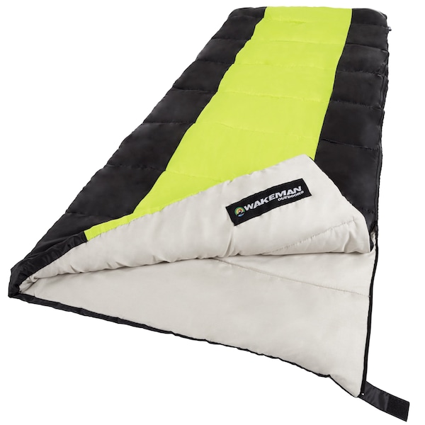 Wakeman Outdoor Sleeping Bag - 2-Season Otter Tail Sleeping Bag with Carrying Bag by Neon Green - 75-CMP1016