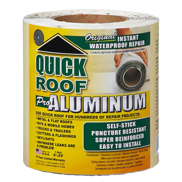 Cofair Cofair Products QR625 Quick Roof Pro Aluminum Waterproof Repair Tape - 6" x 25' - QR625