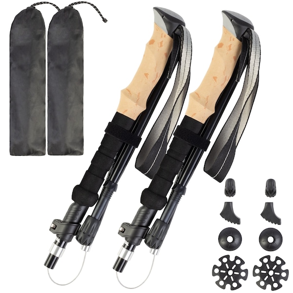 Wakeman Collapsible Walking Sticks - Set of 2 Foldable Trekking Poles for Hiking by Wakeman Black - 75-CMP1119
