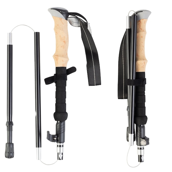 Wakeman Collapsible Walking Sticks - Set of 2 Foldable Trekking Poles for Hiking by Wakeman Black - 75-CMP1119