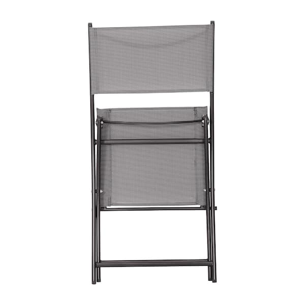 Flash Furniture Brazos Folding Chairs w/Gray Flex Comfort Material Backs and Seats and Black Metal Frames, 4PK - 4-TLH-SC-097-GRY-02-GG
