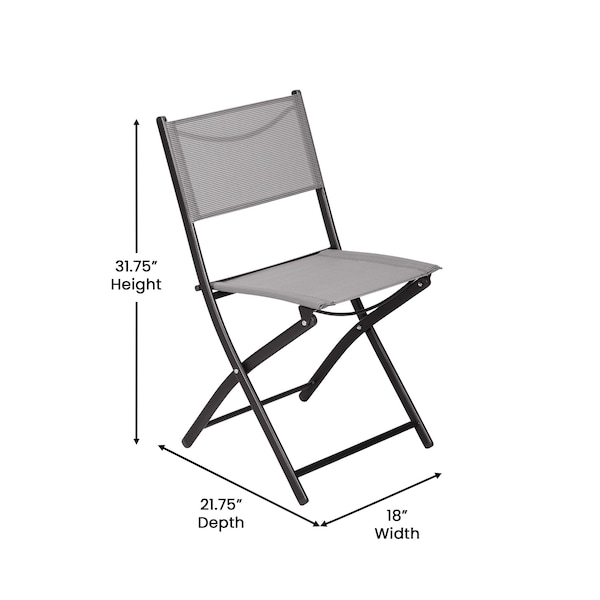 Flash Furniture Brazos Folding Chairs w/Gray Flex Comfort Material Backs and Seats and Black Metal Frames, 4PK - 4-TLH-SC-097-GRY-02-GG