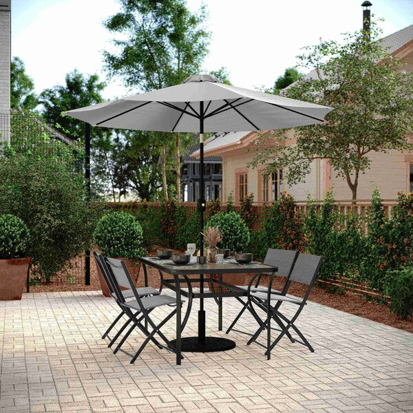 Flash Furniture Brazos Folding Chairs w/Gray Flex Comfort Material Backs and Seats and Black Metal Frames, 4PK - 4-TLH-SC-097-GRY-02-GG