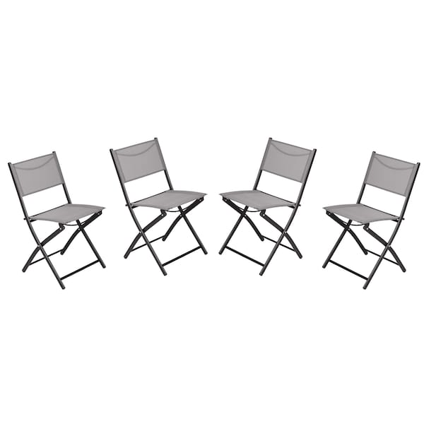 Flash Furniture Brazos Folding Chairs w/Gray Flex Comfort Material Backs and Seats and Black Metal Frames, 4PK - 4-TLH-SC-097-GRY-02-GG