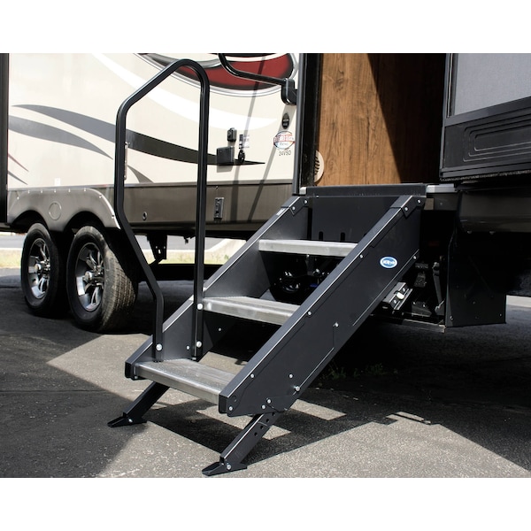 Mor/Ryde Use With 2nd Generation StepAbove 3 Step RV Steps, Black, Powder Coated - STP214-121H