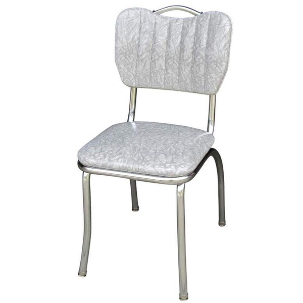 Richardson Seating Corp Richardson Seating Corp 4160CIG 4160 Handle Back Diner Chair -Cracked Ice Grey- with Single Tone Channel Back and 1 in. Pulled Seat  - Chrome - 4160CIG