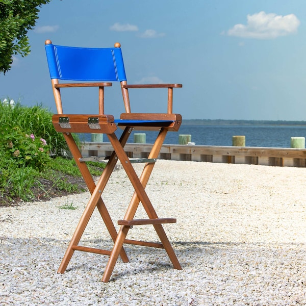 Whitecap Newport Captain's Chair with Pacific Blue Fabric Seat - 60045