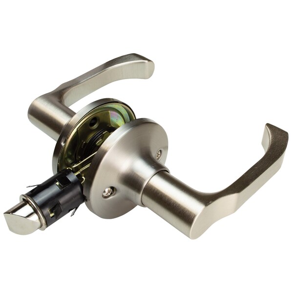 Global RV/Manufactured Housing Interior Lockset, Lever Style No 806 Passage/Non-Locking, Satin Nickel - LSL-806PS-BSN