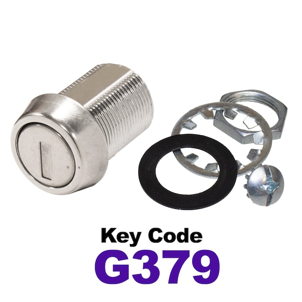Global RV SS Compartment Lock, Cam/Blade Style, 7/8in Threaded Barrel, Blades not Included, Keyed to G379 - CLB-379-78-SS