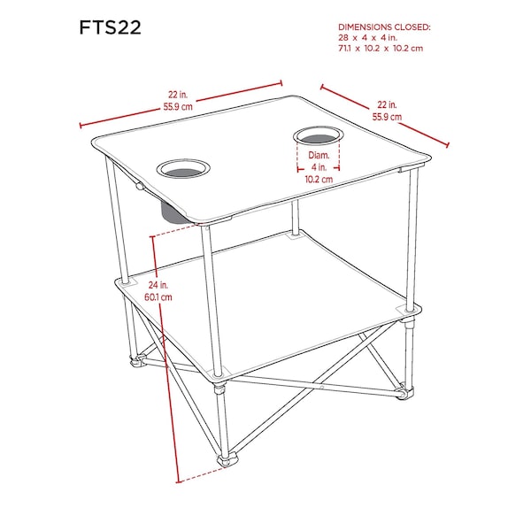 Life Is Good Blue 22'' Square Compact Folding Beach Table - FTS22LG-24SL-1