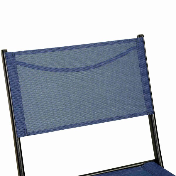Flash Furniture Brazos Folding Chairs w/Navy Flex Comfort Material Backs and Seats and Black Metal Frames, 2PK - TLH-SC-097-NV-02-GG