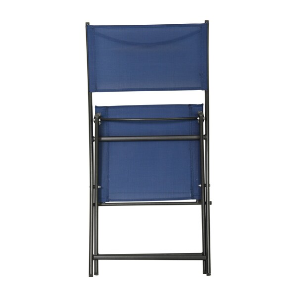 Flash Furniture Brazos Folding Chairs w/Navy Flex Comfort Material Backs and Seats and Black Metal Frames, 2PK - TLH-SC-097-NV-02-GG