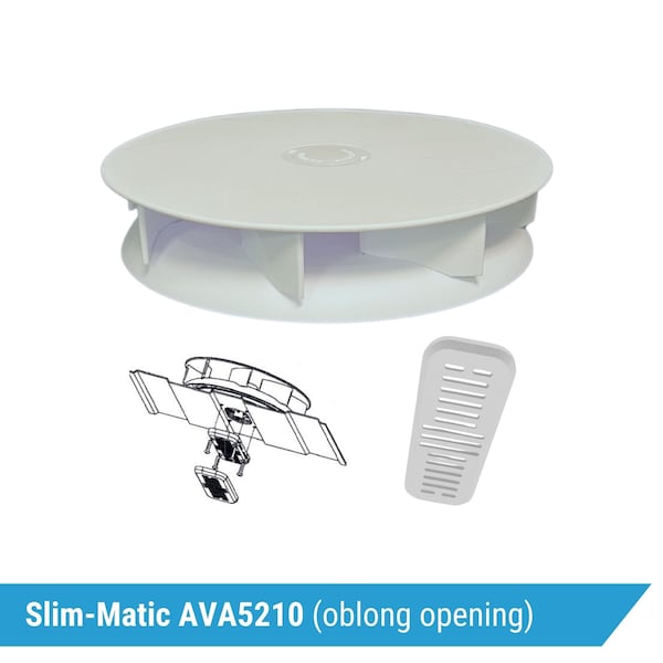 Ava-Matic Slim-Matic Wind-Powered Rotating Roof Vent for Vans, RVs, Trailers, Campers, White, Rectangle Shutter - AVA5210