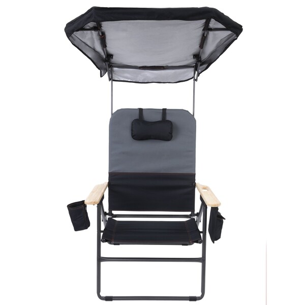 Camp & Go Selkirk Outdoor Oversized Heavy Duty Comfort Folding MaxShade Canopy Camping Chair, Black Charcoal - GR618CP-431-1