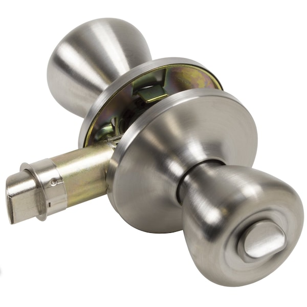 Global RV/Manufactured Housing Interior Lockset, Knob Style, Privacy/Locking, Stainless Steel - LSK-C3-SS