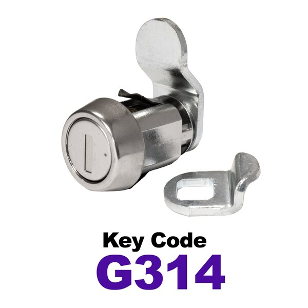 Global RV SS Compartment Lock, Cam/Blade Style, 7/8in Press in, Offset Blade, fit 5/8in Use, Keyed, G314 - CLB-314-78SI-SS