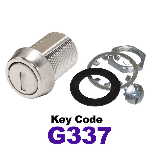 Global RV SS Compartment Lock, Cam/Blade Style, 7/8in Threaded Barrel, Blades not Included, Keyed to G337 - CLB-337-78-SS