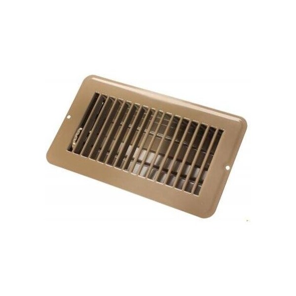 Jr Products 4IN X 8IN FLOOR REGISTER DAMPERED, METAL, BROWN - 02-28975