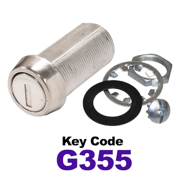Global RV SS Compartment Lock, Cam/Blade Style, 1-3/8in Threaded Barrel, Keyed to G355, Blades not Included - CLB-355-138-SS