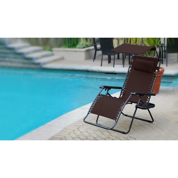 Propation Oversized Olefin Zero Gravity Chair with Sunshade & Drink TrayMocha - PR331902