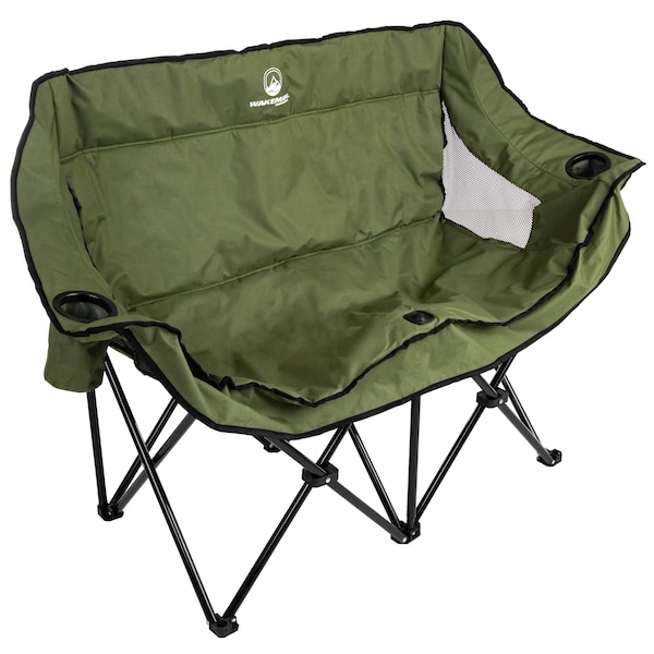 Wakeman Wakeman Outdoor Camping Chair Loveseat, Olive - 75-CMP1111
