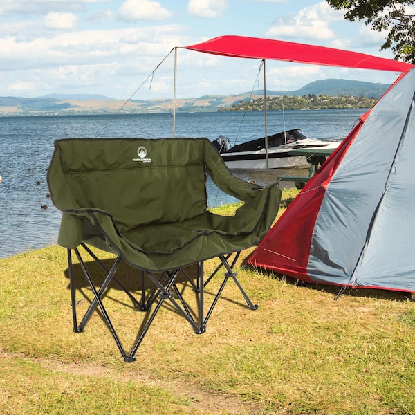 Wakeman Wakeman Outdoor Camping Chair Loveseat, Olive - 75-CMP1111