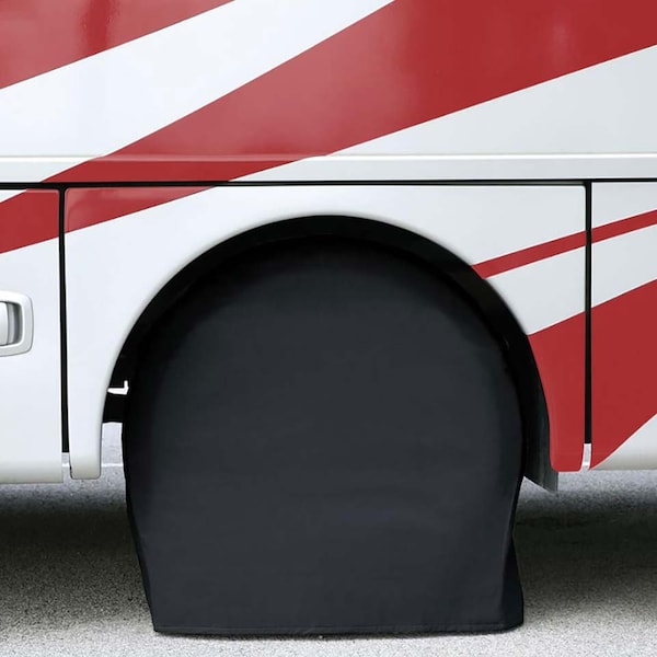 Superior Electric RV Trailer Black Vinyl Tire Cover Pair for Size 30 Inch- 32 Inch (Set of 2) - RVA1608