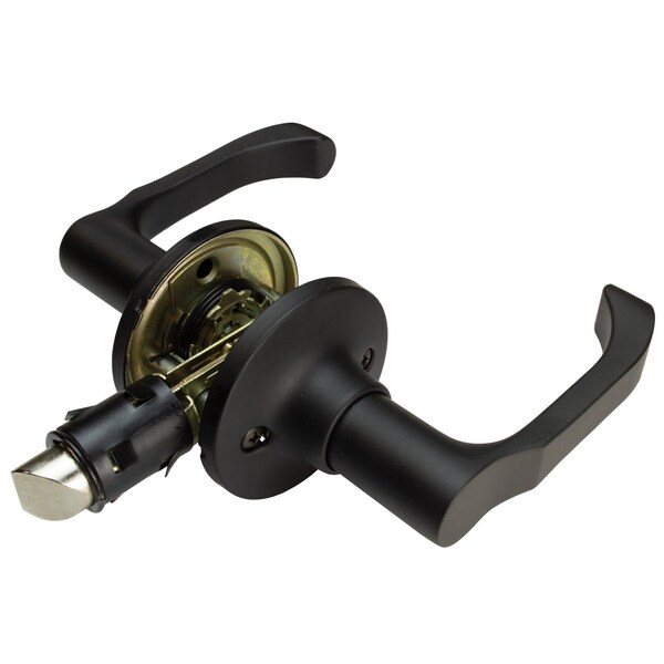 Global RV/Manufactured Housing Interior Lockset, Lever Style No 806 Passage/Non-Locking, Matte Black - LSL-806PS-MB