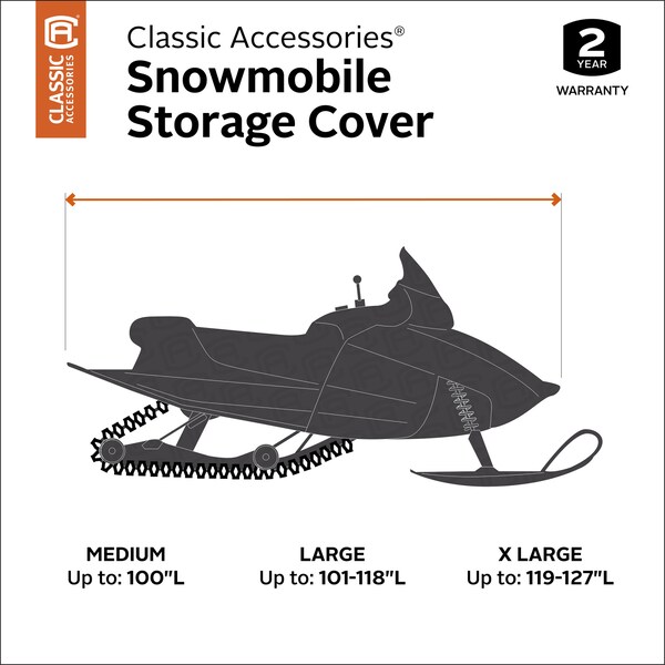 Classic Accessories Travel Cover, Fits 100"L, Blk Snowmobile - 71527
