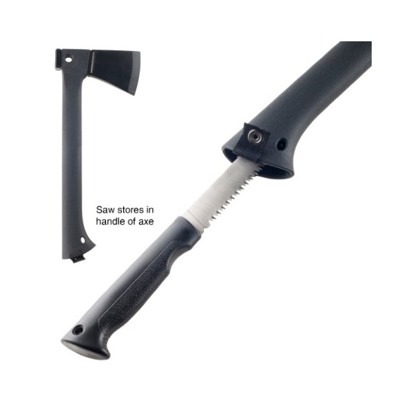 Leisure Sports Camping Hand Axe and Accessories Combo, Lightweight Hatchet, Serrated Wood Saw, Fire Starter Tool - 608484HDK