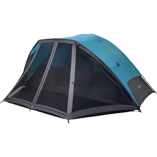 Wakeman 6 Person Camping Tent - Water-Resistant Cabin Style with Built-In Screen by Blue - 75-CMP1147