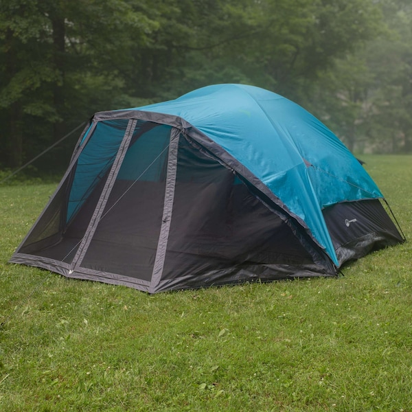 Wakeman 6 Person Camping Tent - Water-Resistant Cabin Style with Built-In Screen by Blue - 75-CMP1147