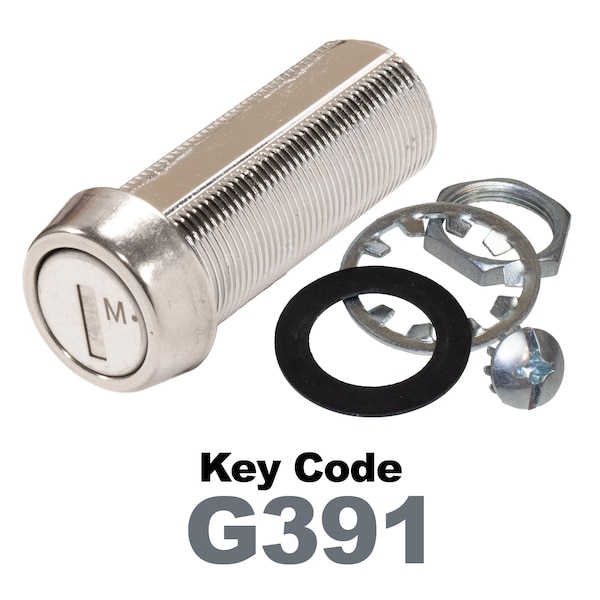 Global RV SS Compartment Lock, Cam/Blade Style, 1-3/4in Threaded Barrel, Blades not Included, Keyed to G391 - CLB-391-134-SS