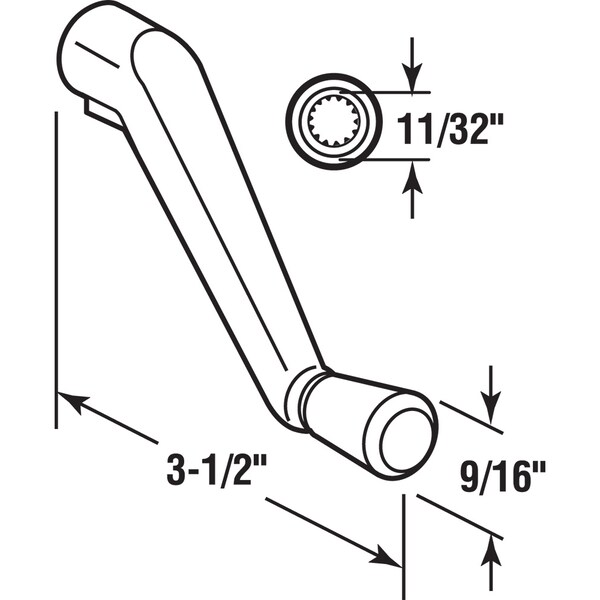 Prime-Line 11/32 in., Aluminum, Awning Operator Crank Handle Single Pack - H 3686