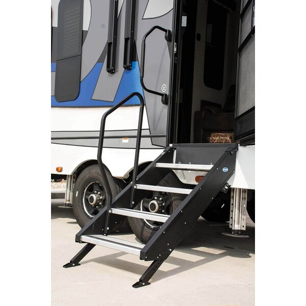 Mor/Ryde Use With 1st Generation StepAbove 4 Step RV Steps, Black, Powder Coated - STP214-006H