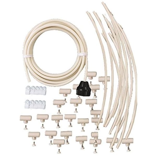 Chalk & Chuckles Mist Cooling MC584 Patio Misting Kit Pre Assembled Misting System Cools Temperatures by up to 30 degrees; Brass & Stainless Steel - MC584