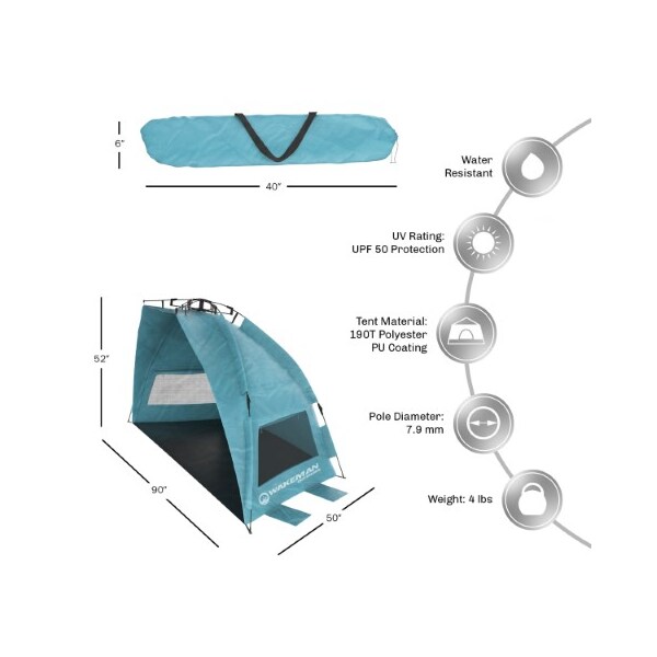 Leisure Sports Pop Up Beach Tent, Instant Sun Shelter, Shade with UV Protection, Easy Set Up, Carry Bag (Turquoise) - 636486OCP