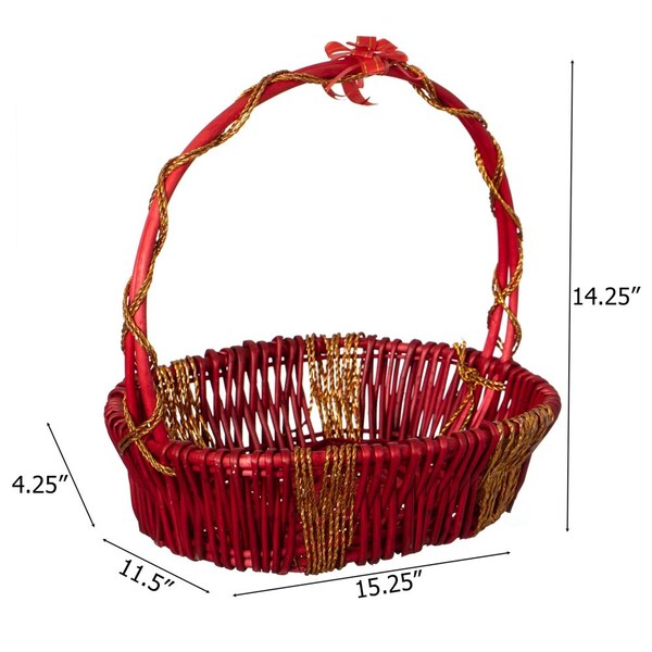 Wickerwise Hand Woven Basket, Wicker Basket - Perfect Storage Basket, Garden Party Decoration or Picnic - QI004725