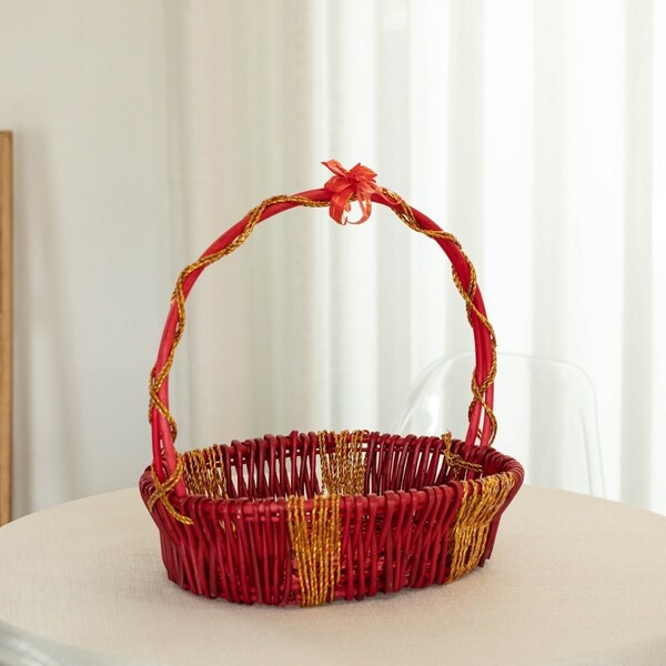 Wickerwise Hand Woven Basket, Wicker Basket - Perfect Storage Basket, Garden Party Decoration or Picnic - QI004725