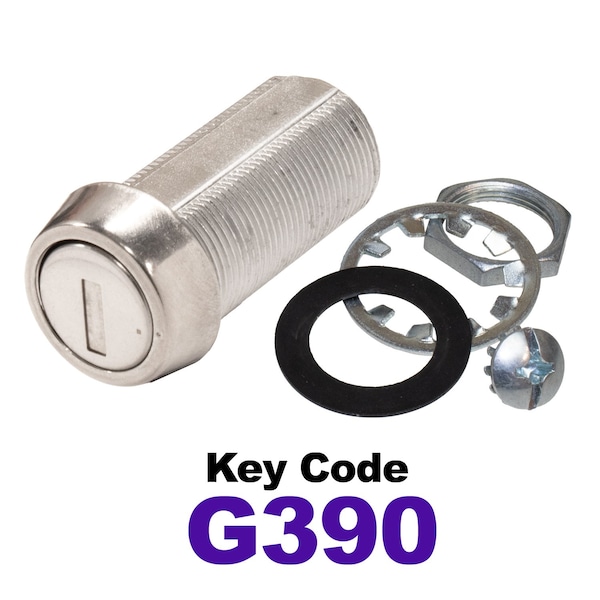 Global RV SS Compartment Lock, Cam/Blade Style, 1-3/8in Threaded Barrel, Keyed to G390, Blades not Included - CLB-390-138-SS