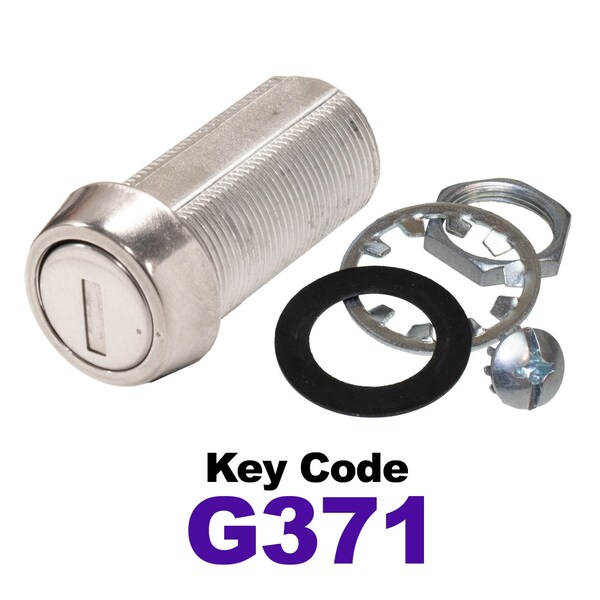 Global RV SS Compartment Lock, Cam/Blade Style, 1-3/8in Threaded Barrel, Keyed to G371, Blades not Included - CLB-371-138-SS