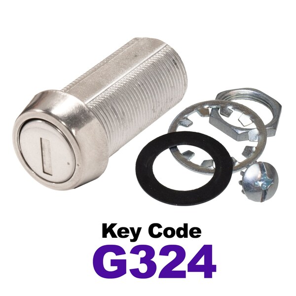 Global RV SS Compartment Lock, Cam/Blade Style, 1-3/8in Threaded Barrel, Keyed to G324, Blades not Included - CLB-324-138-SS