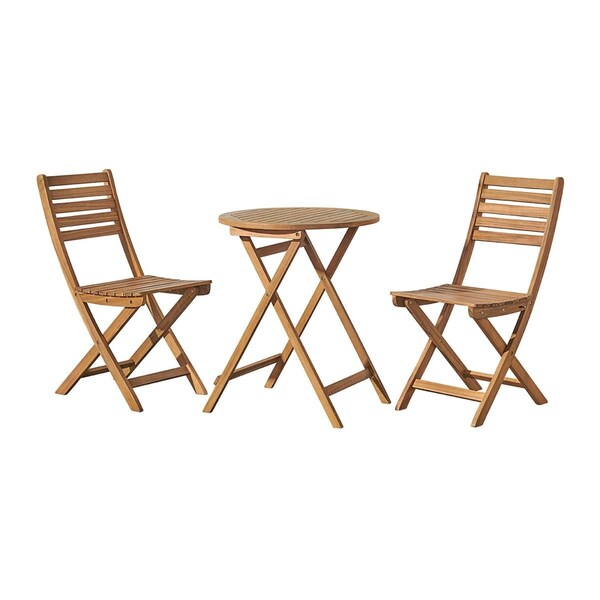 Guarderia Cabot Round Folding Table & 2 Chair Set, Natural - GU3251421