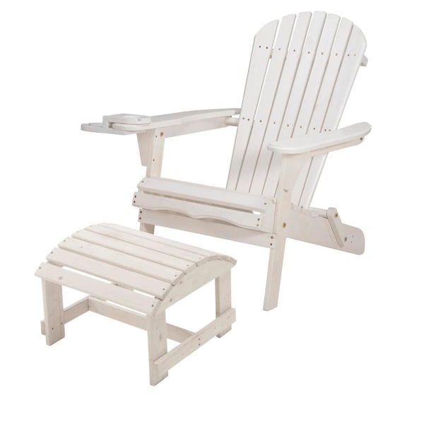 W Unlimited 35 x 32 x 28 in. Foldable Chair with Cup Holder & Ottoman, White - SW2136WT-CHOT