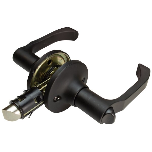 Global RV/Manufactured Housing Interior Lockset, Lever Style No 806 Privacy/Locking, Matte Black - LSL-806PV-MB