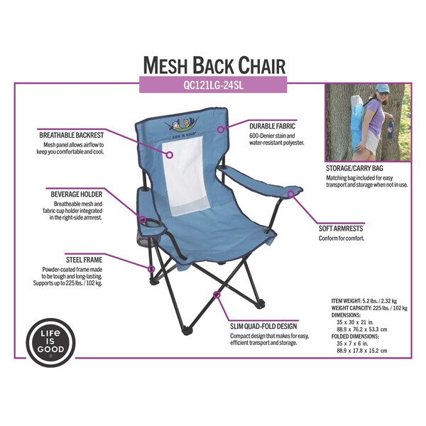 Life Is Good Mesh Back Quad Chair - QC121LG-24SL-1